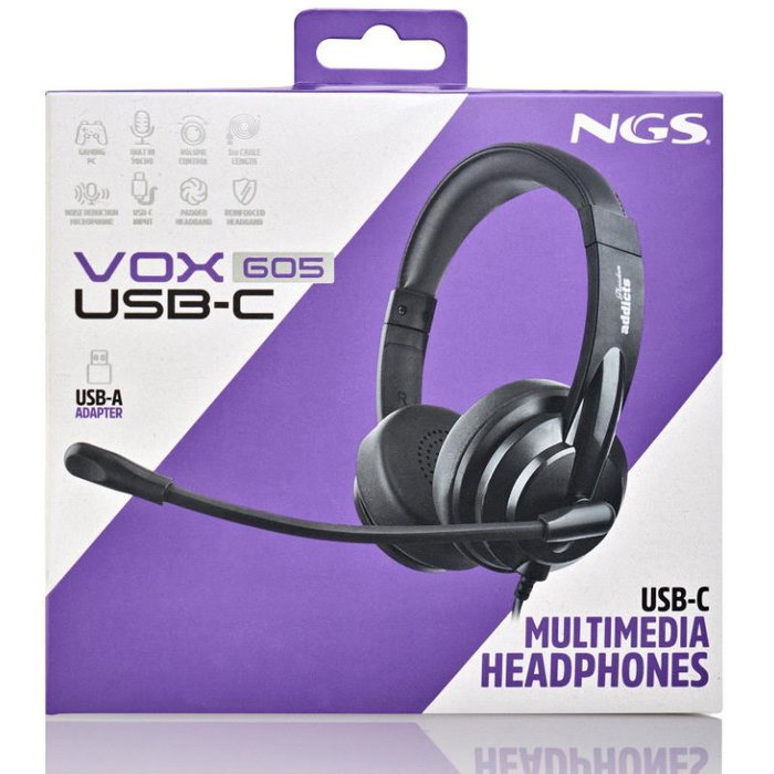 NGS VOX 605 USB-C Auriculares de Diadema Negro